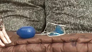 Massive perfect babe pushes big dildo up her cunt