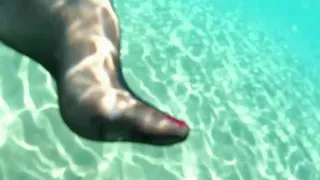 Seductive Stocking Teasing in the Sea: a Must-watch