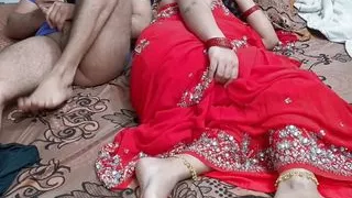 sex with Indian sister-in-law in red saree - Desi gorgeous bhabhi bed share sex