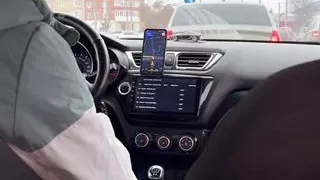 Jerking off in a taxi secretly, lots of thick cum in the car!