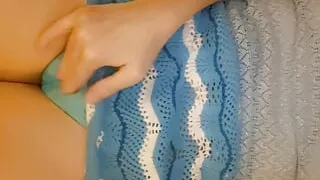 Tight panties under the skirt rub the intimate part of the body. Pleasure through rubbing under skirt