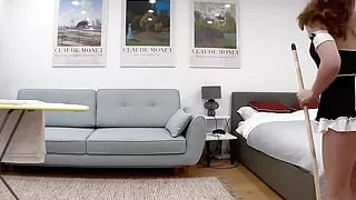 BOSS FUCKS HIS MAID while she's doing her house chores, maid sex, housekeeping girl, sexy maid