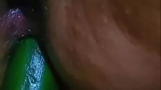 I put oil on my sister-in-law's pussy and put cucumber in it.