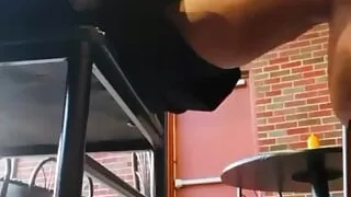 Exhibitionist Cum in Restaurant