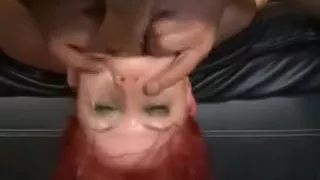Amateur Slut With Bright Red Dyed Hair Getting Face Fucked