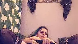 masturbating in black lingerie