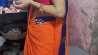 Desi Hot Bhabhi Cooking in Kitchen
