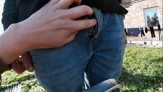 Cheating wife gives blowjob to a gardener