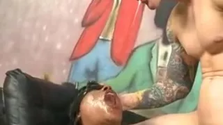 Blindfolded Black Ghetto Slut Getting Roughly Face Fucked
