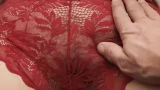 Touching my wife's tits and hairy pussy