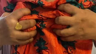 Arabian girl Pressing her Big Boobs with sexy frock in home