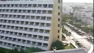 Pretty brunette babe with small tits gets fucked with cum to mouth by the pool