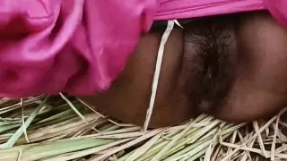 My wife&#039;s sister-in-law Riya broke the seal in the paddy field for the first time while cutting paddy.