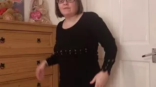 Striptease in Black Woollen minidress