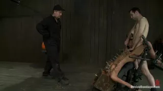 Hot Skinny Milf With Big Tits, Is Bound In A Custom Metal Device. Brutally Fucked, And Zippered. - Kink