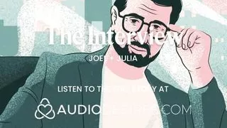 Rubbing her tits during the interview, she cums all over herself  She asked me for my dick, so I gave it to her