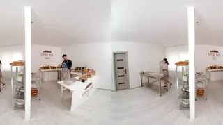 Two Girls Share My Cock at the Bakery - Virtual Real Porn