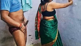 Indian Hot Desi Bhabhi Aishwarya Wearing Sexy Silk Saree. Her Husband Lift Her Saree And Fuck Her Tight Pussy With His Big Dick.