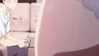 Dork asian teen getting a surprise blowjob from horny girlfriend