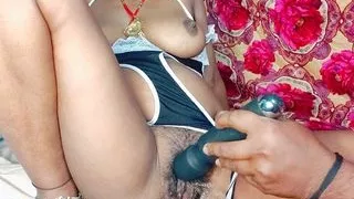 my husband put vibrre and carrot in my pussy, my pussy water removed, I was also enjoying it very much, I also peeed my husband.