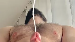 Hairy dad cumming thick load