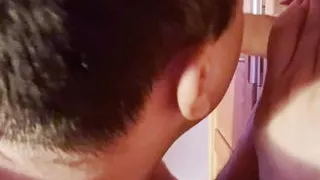 Submissive Boy sucks a dildo