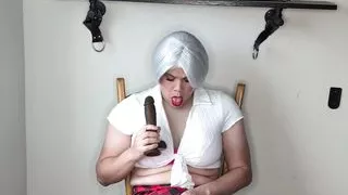 Sissy Girl Locked in Chastity and Playing with Her Dildos