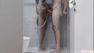 Ebony Luxury Serves Customer in the Motel's Bathroom