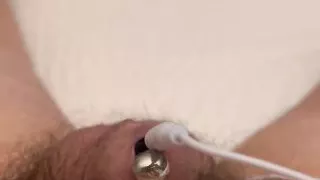 Estimate with double electrode and cockplug inserted in my dick