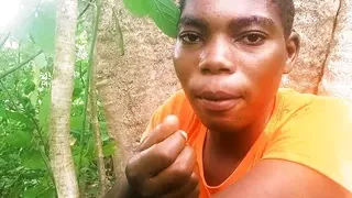 Playing with my Brest in the forest