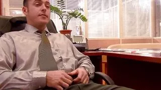 Hot chick with huge tits seduces boss and fucks