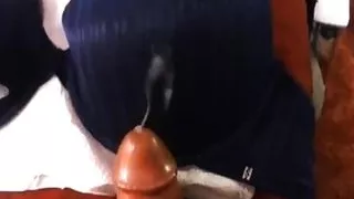 Cum on a blue bra