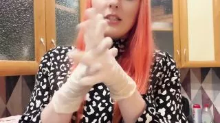 Gfe: Redhead Goth Girl Makes You a Fan of Handjob with Gloves