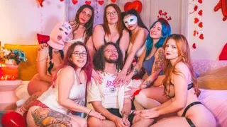 My boyfriend doesn't know who to choose among 7 girls - Reverse Gangbang Orgy Française