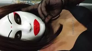Zentai Crossdresser BD female mask fishnet stockings