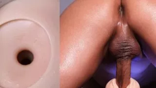 split pov view of fucking and close up cumming inside a fleshlight