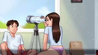 Watching My sexy neigbour play with her pussy (Summertime Saga Gameplay)