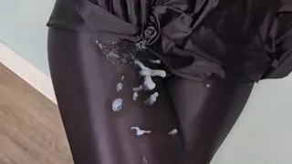 SpandexQueen comes twice and drains his balls on her black spandex dress + leggings