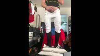 Football Athlete Dilf Jockdad87 Is Super Horny in His Pads, Pants and Socks on Cam