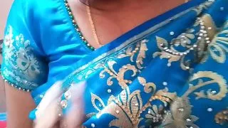 Indian housewife having sex with her husband wearing saree
