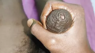 Asian guy massage his big dick with oil