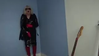 Pvc Skirt with Leather Boots and Gloves