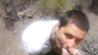 Blowjob in the woods with nice view & cum swallow