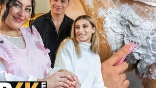 VIP4K. Hot bathroom sex after shaving a hairy pussy between mature slut and skilled cock