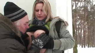 Horny blonde with perfect tits lets her hot shaved pussy get