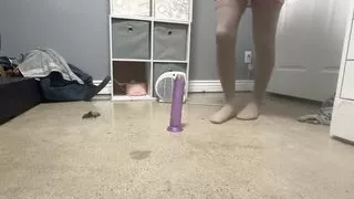 Hot Trans Crossdresser Riding Massive Dildo Cuming Huge Cock