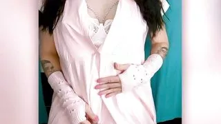 Rikki Ocean Strokes and Cums in New Pretty Pink Dress