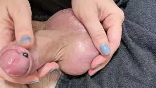 Horny wife jerks off husbands cock