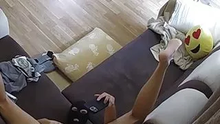 Jerking off on Many Cameras with Great Facial in Mask!