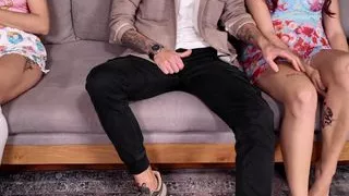 Stepdaughter Gets Used Next to Her Scared Shy Twin Sis on Movie Night!